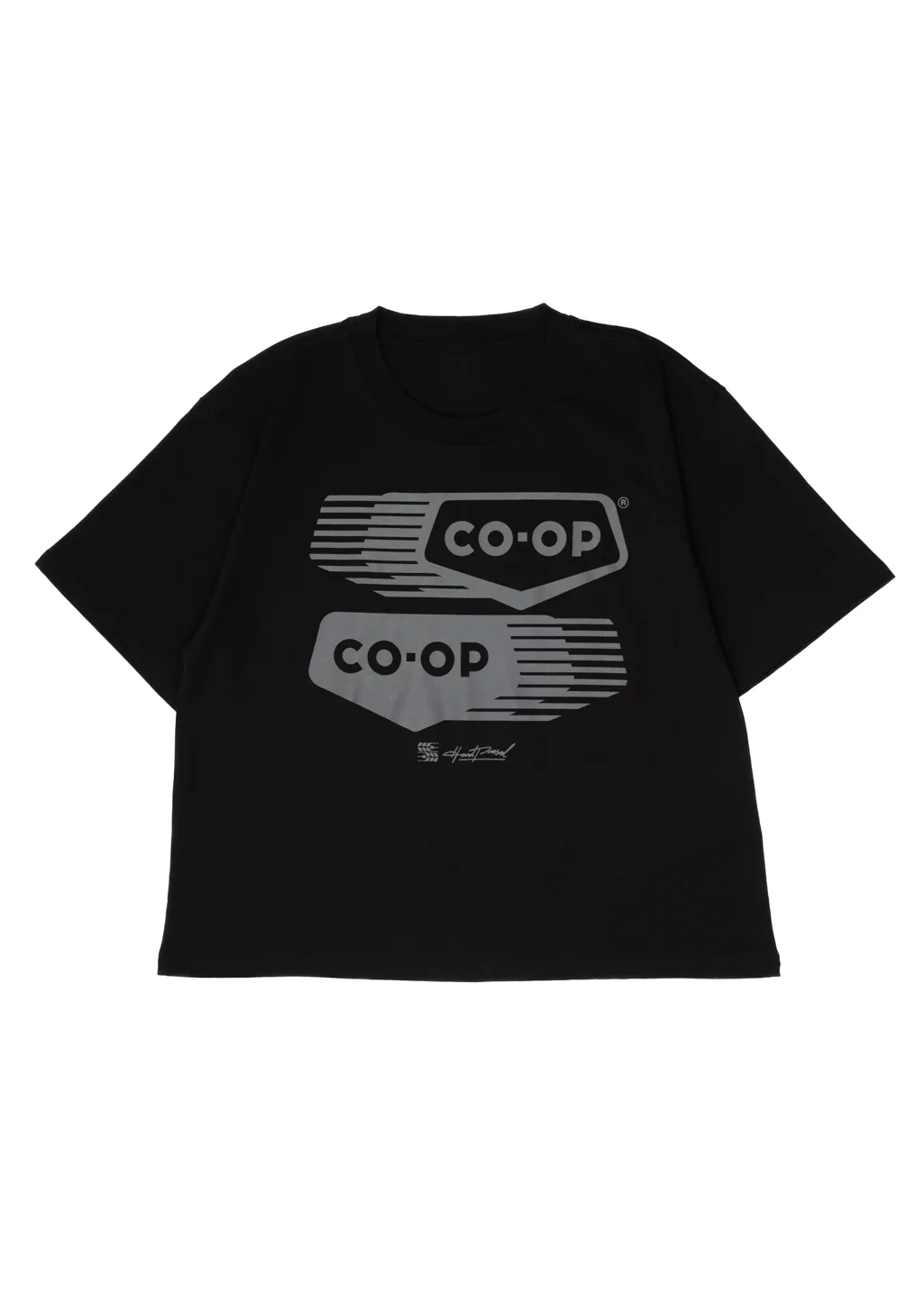 Co-op Against the Grain Boxy Tee | Grey on Black | Ladies sold by Hardpressed Print Studio