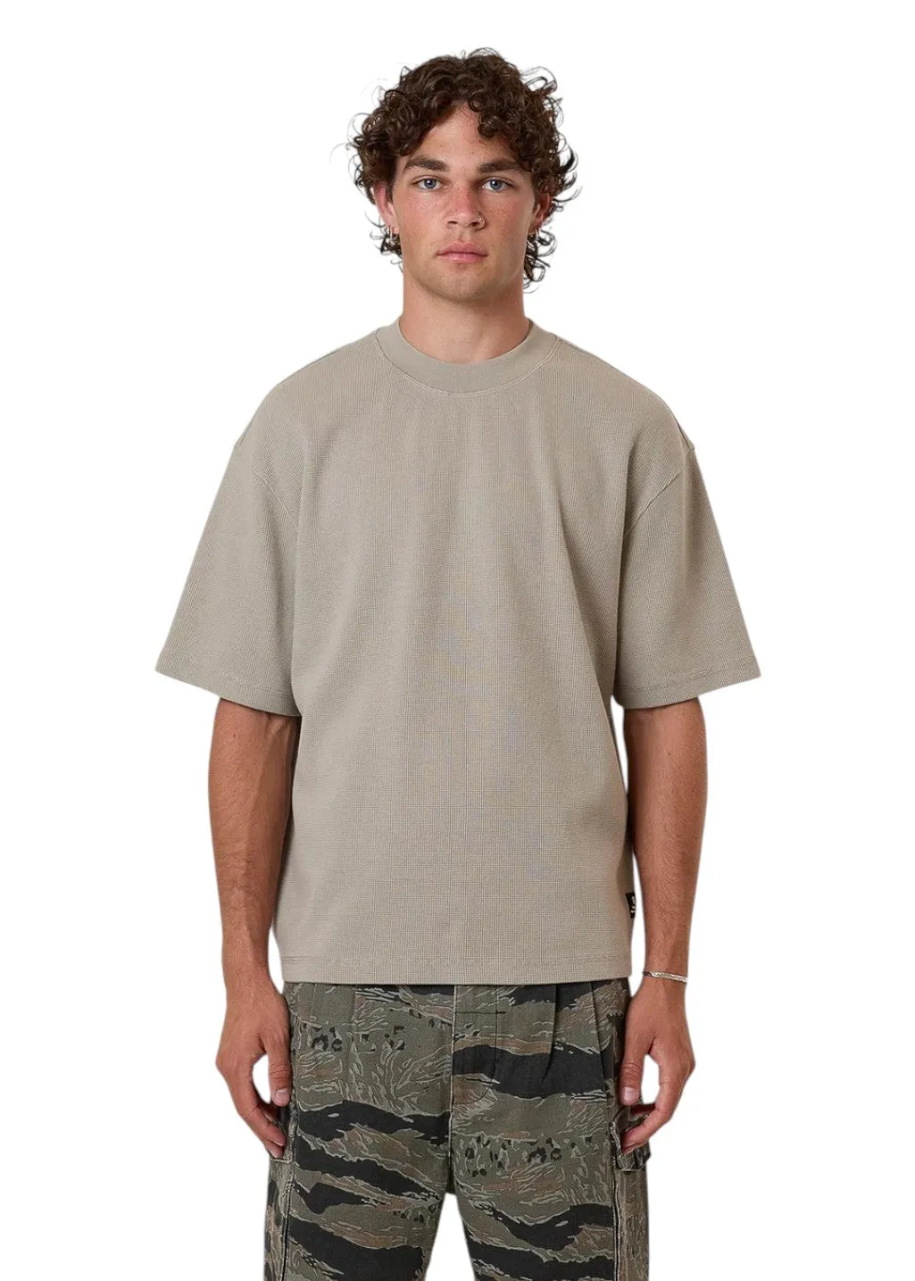 THRILLS - Arts & Industrial Box Fit Oversize Short Waffle Tee - Light Grey sold by Hardpressed Print Studio