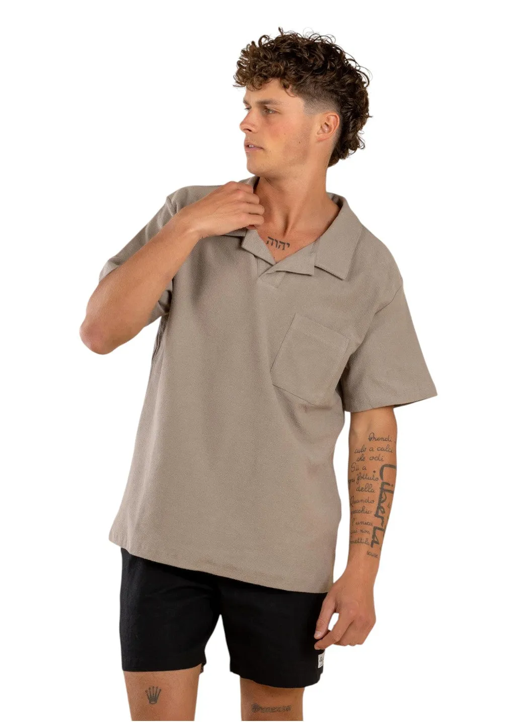 Rhythm - Vintage Terry Polo - Stone sold by Hardpressed Print Studio product image thumbnail 4