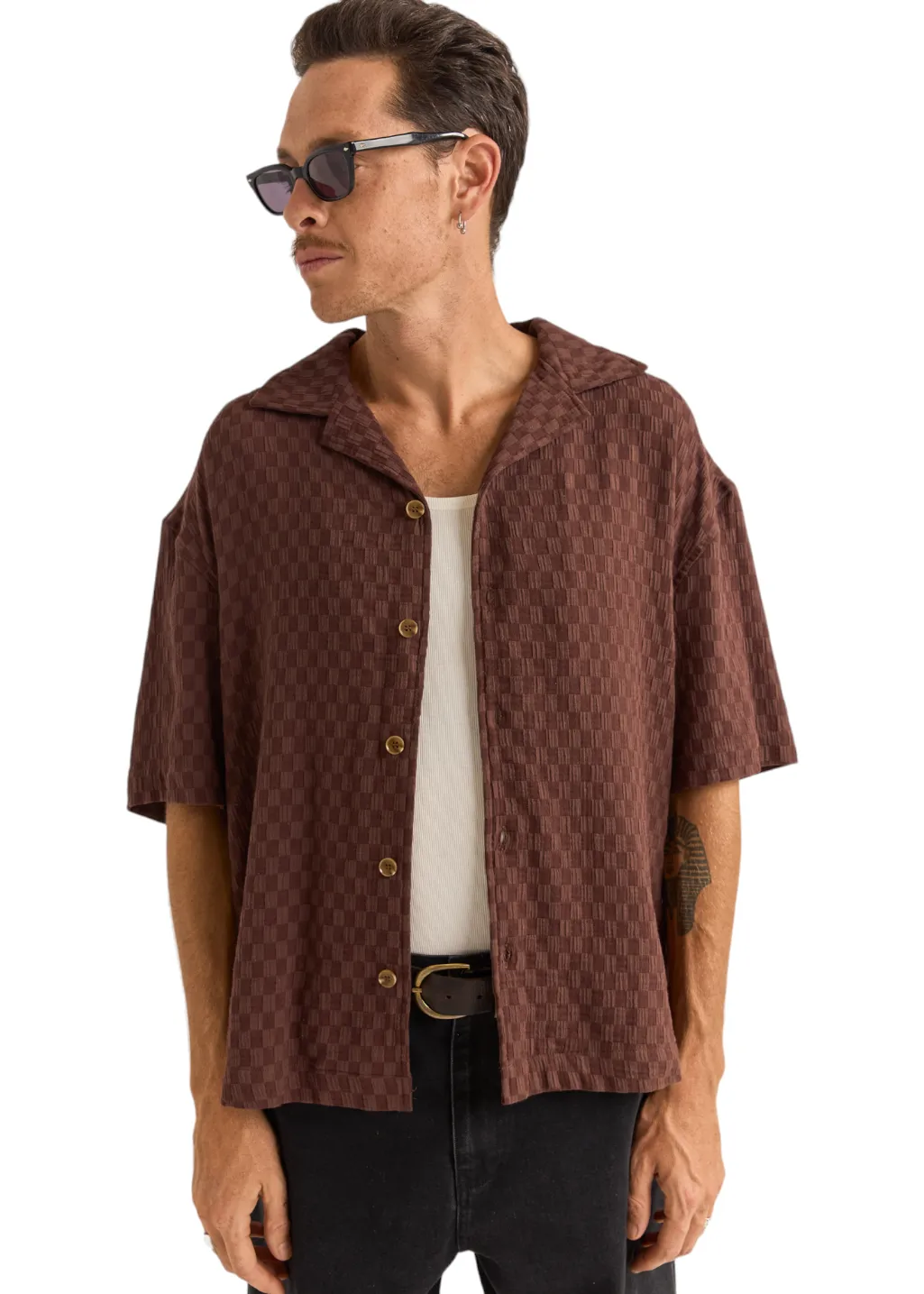 Rhythm - Relaxed Texture S/S Shirt - Chocolate sold by Hardpressed Print Studio product image thumbnail 2