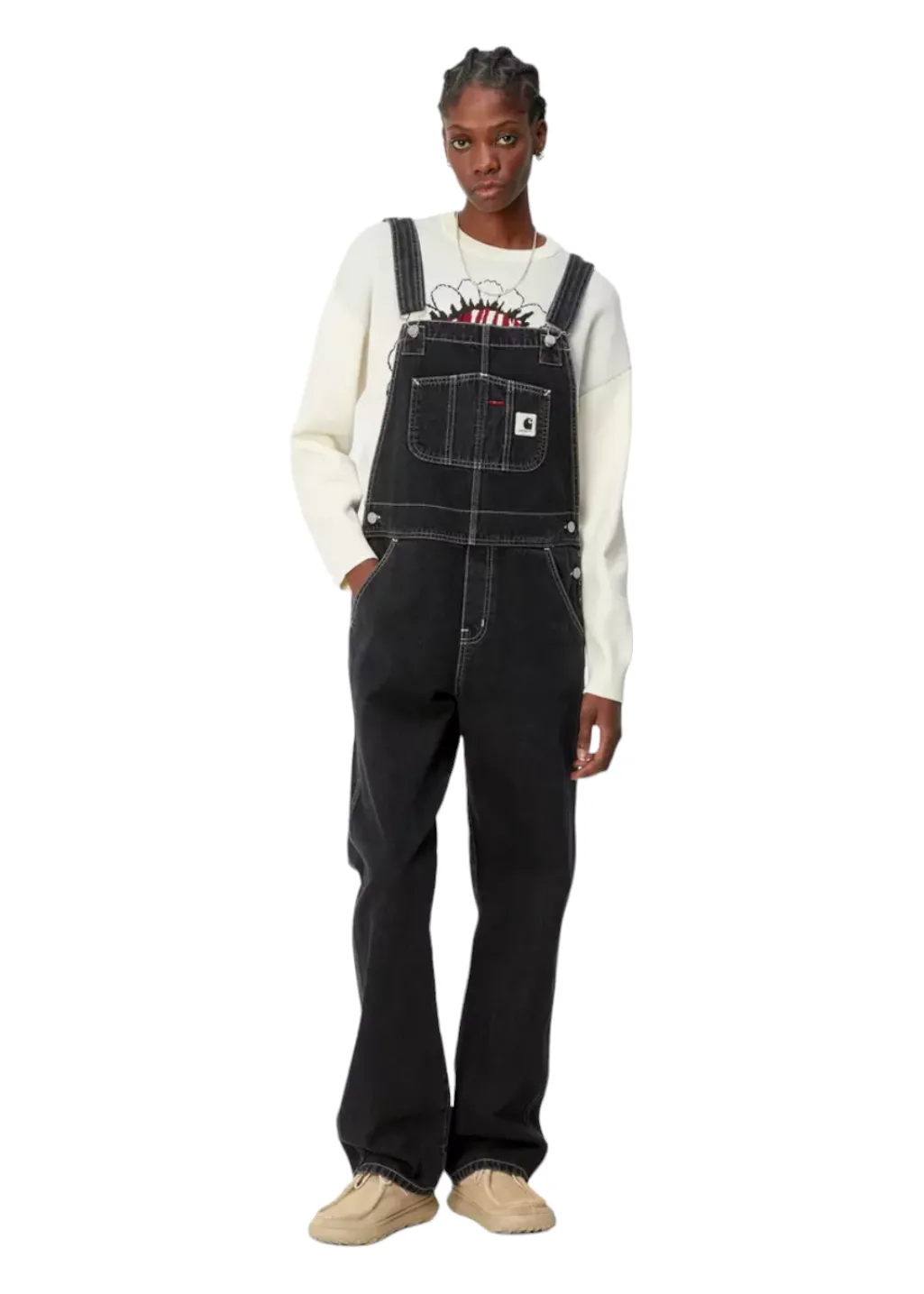 Carhartt WIP - W' Bib Overall Straight - Black Stone Washed sold by Hardpressed Print Studio product image thumbnail 2