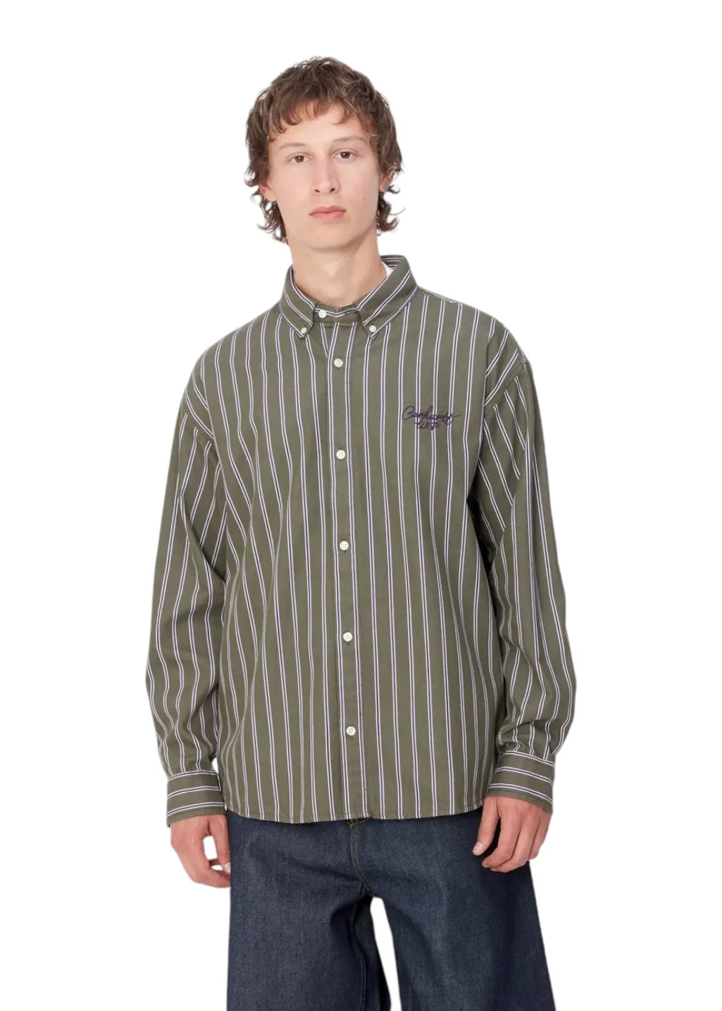 Carhartt WIP - L/S Signature Shirt - Office Green/Aura sold by Hardpressed Print Studio product image thumbnail 2