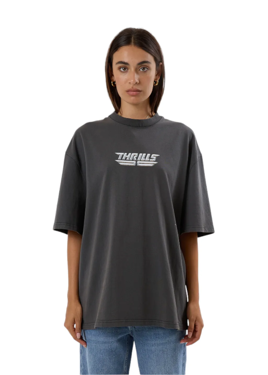 THRILLS - High Shine Oversized Tee - Merch Black sold by Hardpressed Print Studio product image thumbnail 2