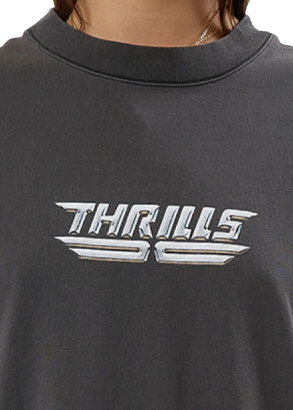 THRILLS - High Shine Oversized Tee - Merch Black sold by Hardpressed Print Studio product image thumbnail 3