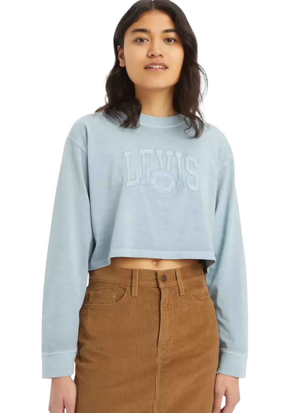 Levi's - GR Crop LS Football Tee - Applique Varsity Logo Gd Arona sold by Hardpressed Print Studio product image thumbnail 3