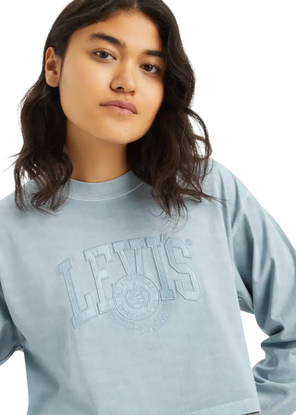 Levi's - GR Crop LS Football Tee - Applique Varsity Logo Gd Arona sold by Hardpressed Print Studio product image thumbnail 2