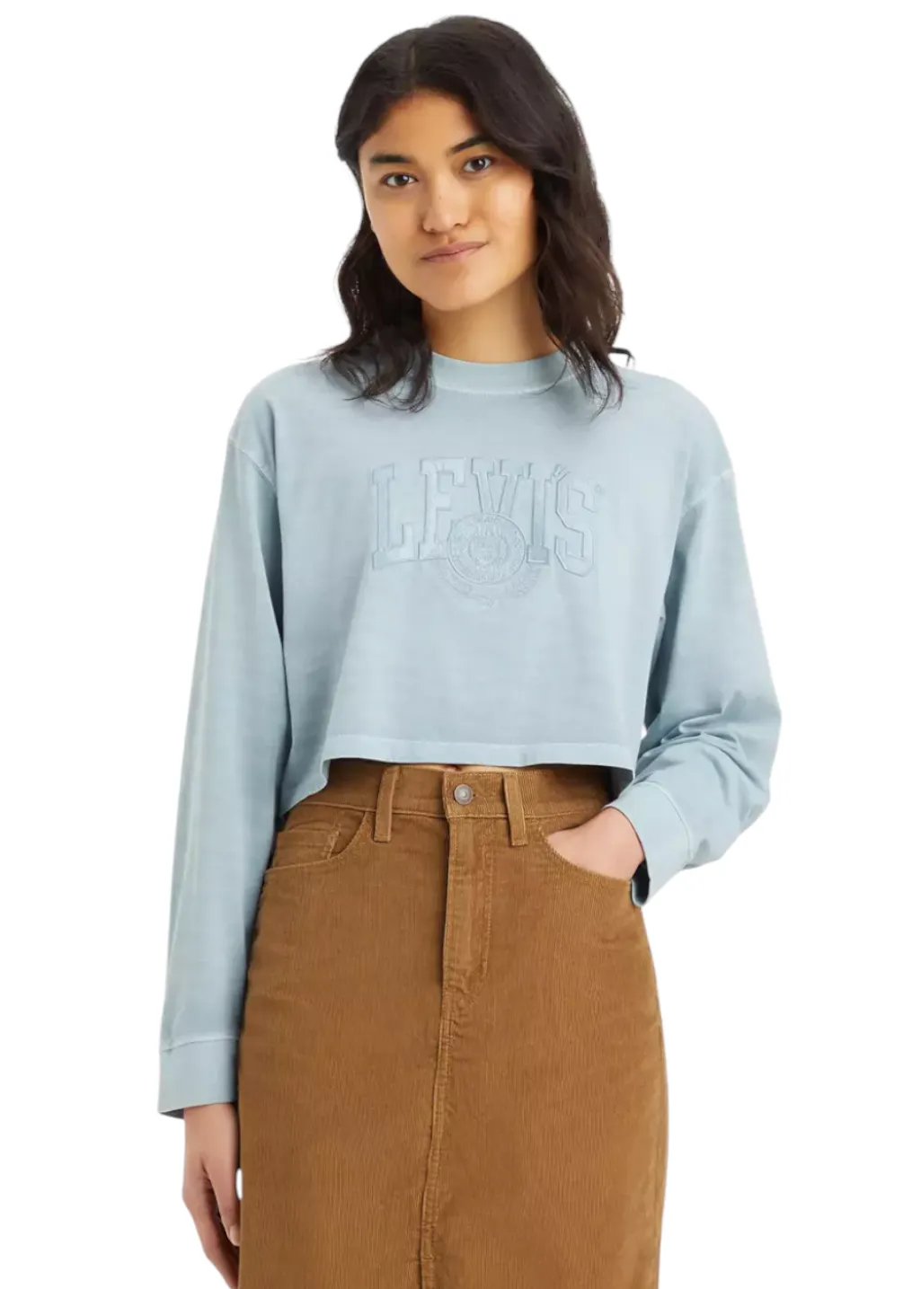 Levi's - GR Crop LS Football Tee - Applique Varsity Logo Gd Arona sold by Hardpressed Print Studio product image thumbnail 4