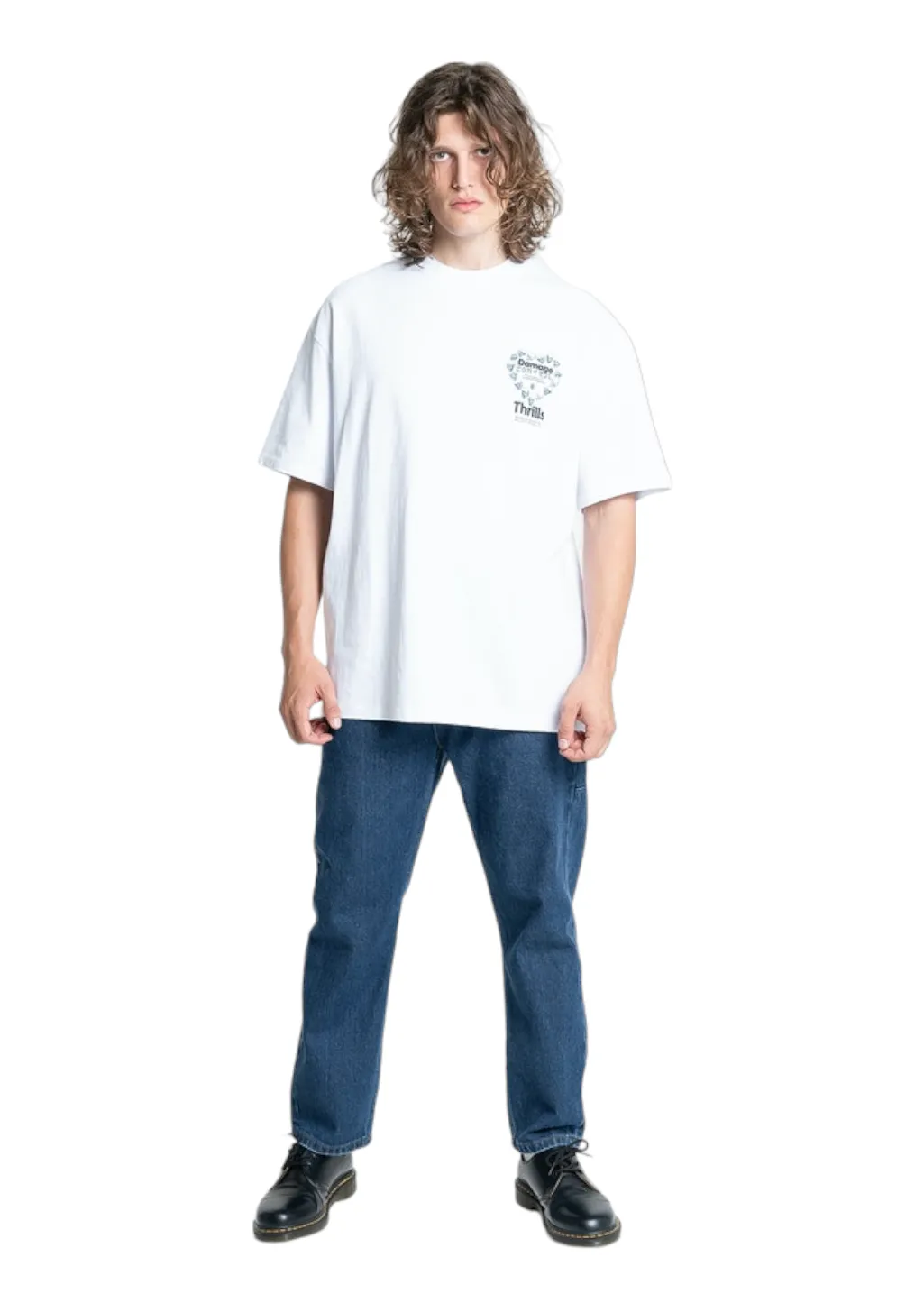 THRILLS - Controlled Damage Box Fit Oversize Tee - White sold by Hardpressed Print Studio product image thumbnail 5