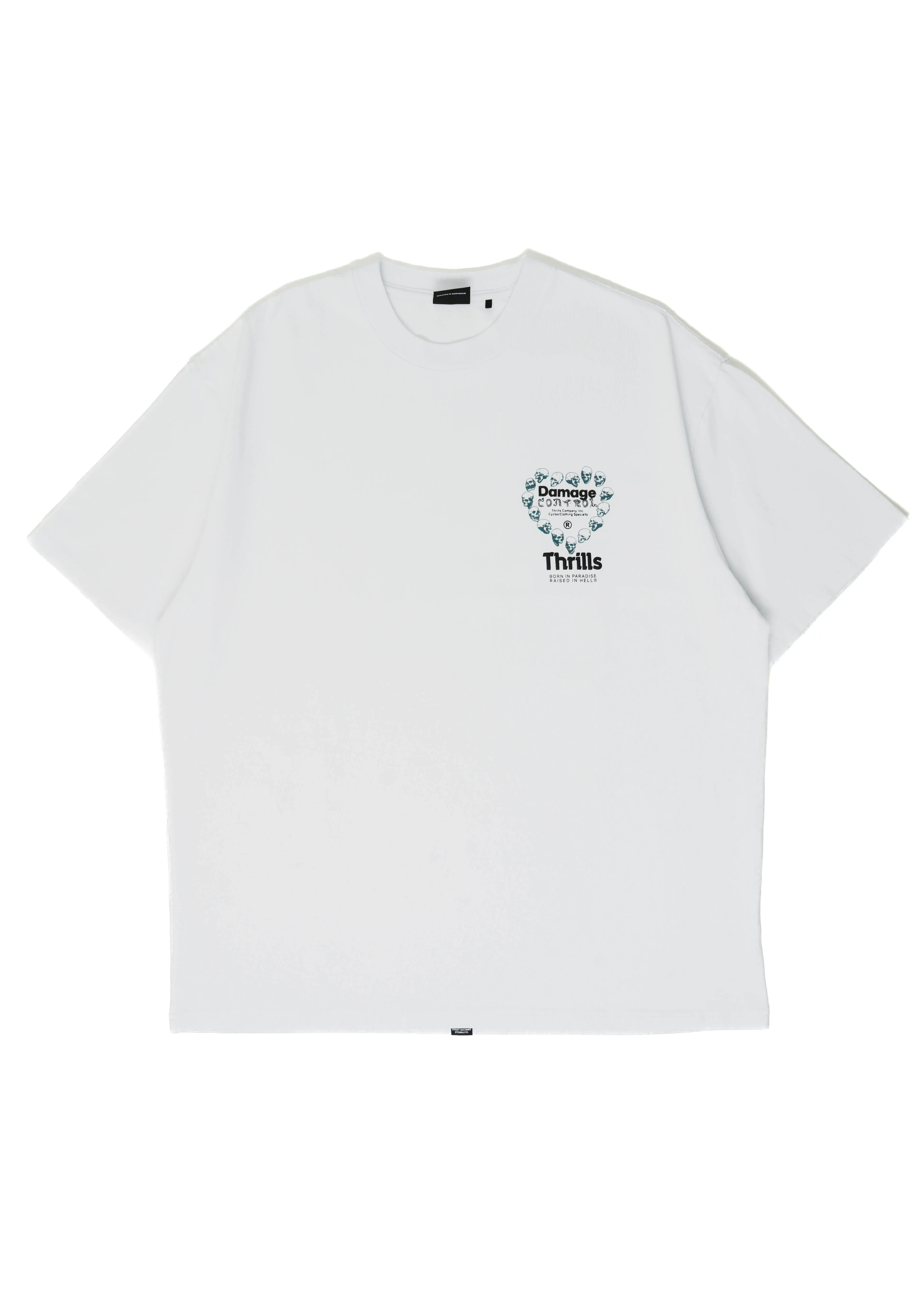 THRILLS - Controlled Damage Box Fit Oversize Tee - White sold by Hardpressed Print Studio