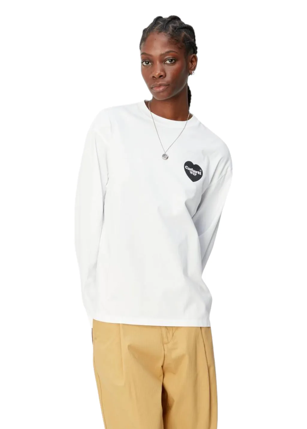 Carhartt WIP - W' L/S Heart Bandana T-Shirt - White/Black Stone Washed sold by Hardpressed Print Studio product image thumbnail 2