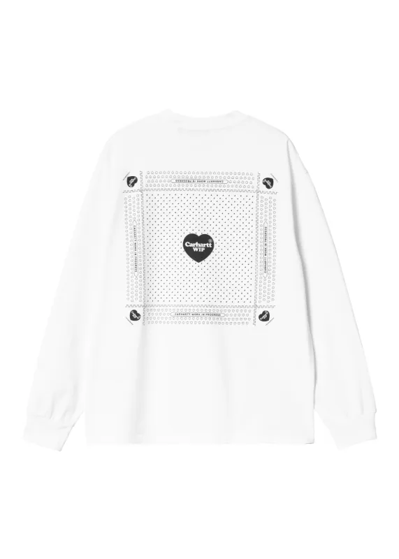Carhartt WIP - W' L/S Heart Bandana T-Shirt - White/Black Stone Washed made by Carhartt WIP