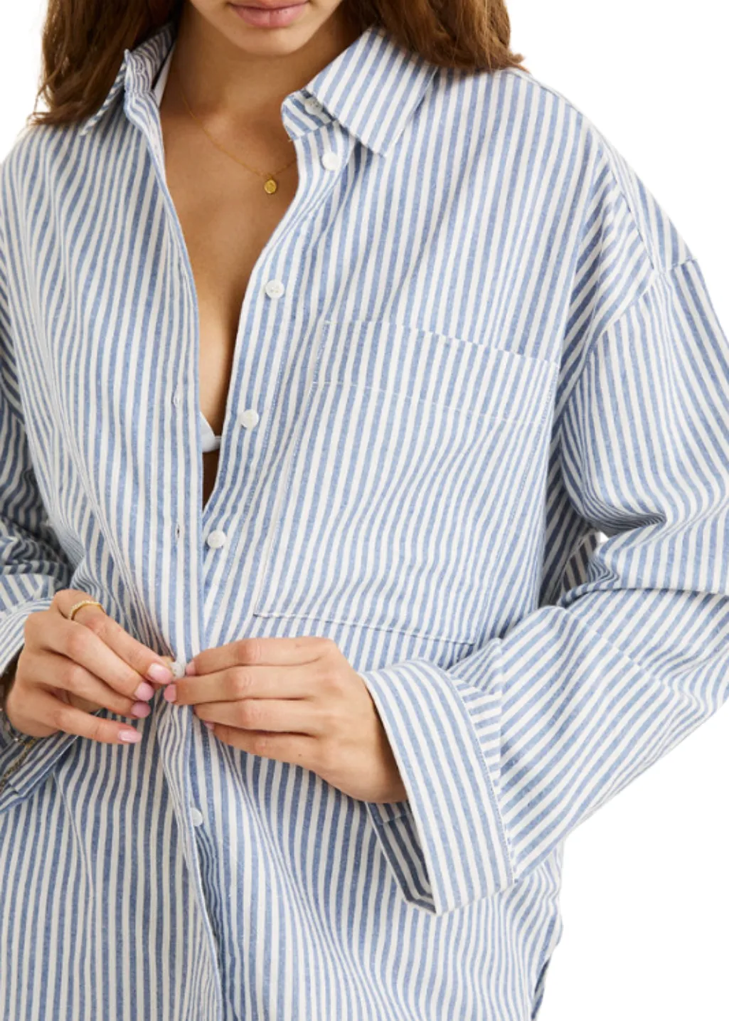 Rhythm - Vista Stripe Oversized Shirt - Blue sold by Hardpressed Print Studio product image thumbnail 2