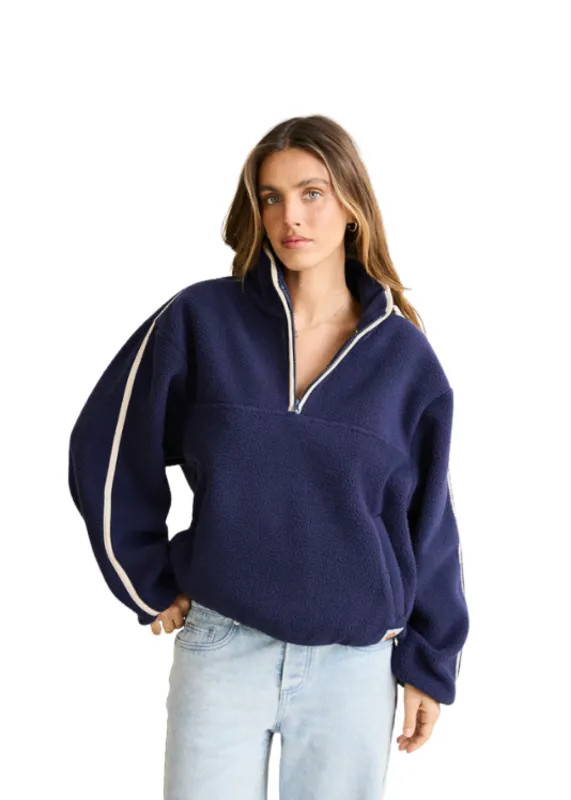 Rhythm - Camp Half Zip Sherpa Pullover - Ocean made by Rhythm.