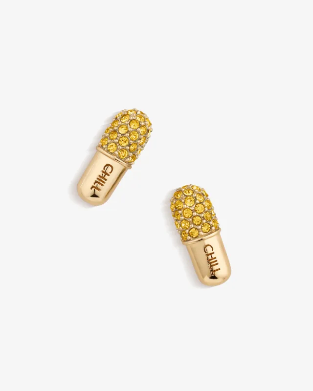 Chill Pill Pavé Stud Earrings sold by V Coterie