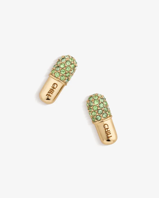 Chill Pill Pavé Stud Earrings sold by V Coterie