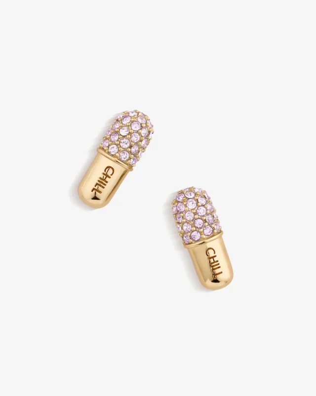 Chill Pill Pavé Stud Earrings sold by V Coterie