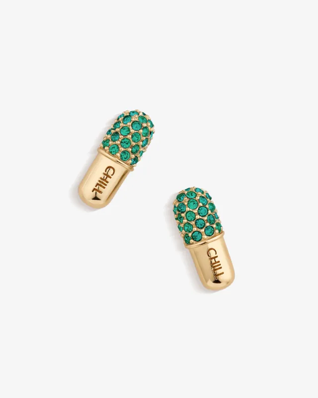 Chill Pill Pavé Stud Earrings sold by V Coterie