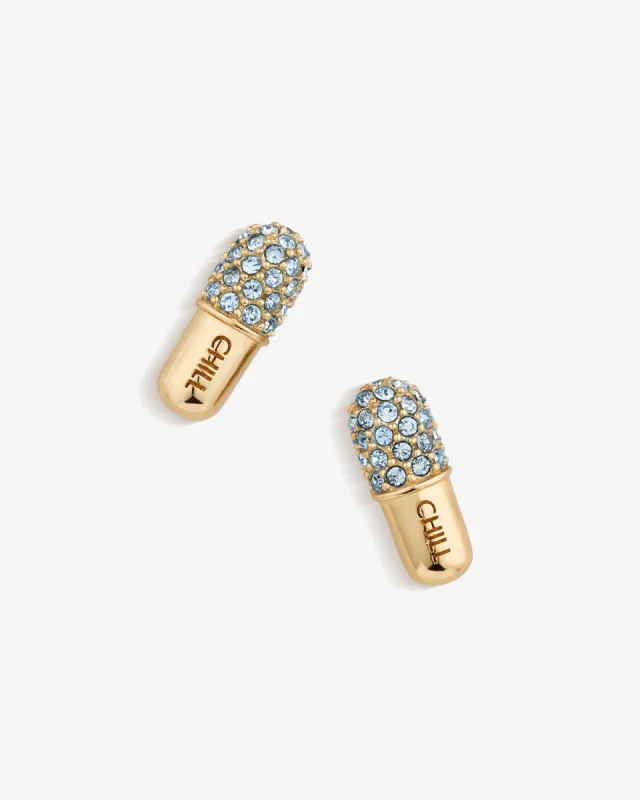 Chill Pill Pavé Stud Earrings sold by V Coterie