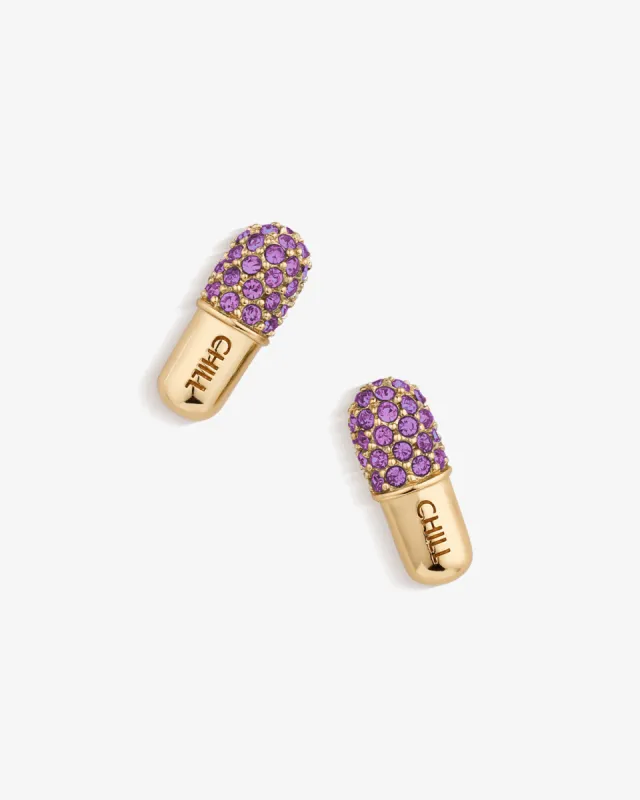 Chill Pill Pavé Stud Earrings sold by V Coterie