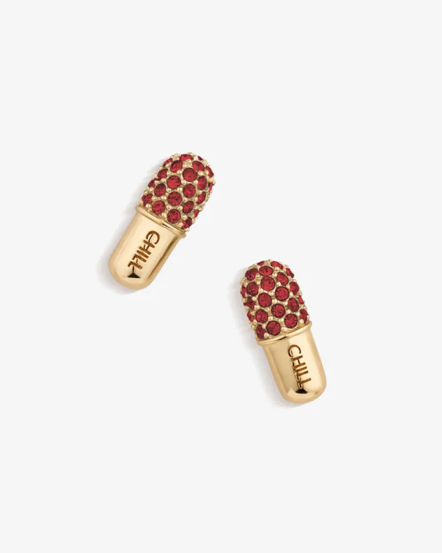 Chill Pill Pavé Stud Earrings sold by V Coterie
