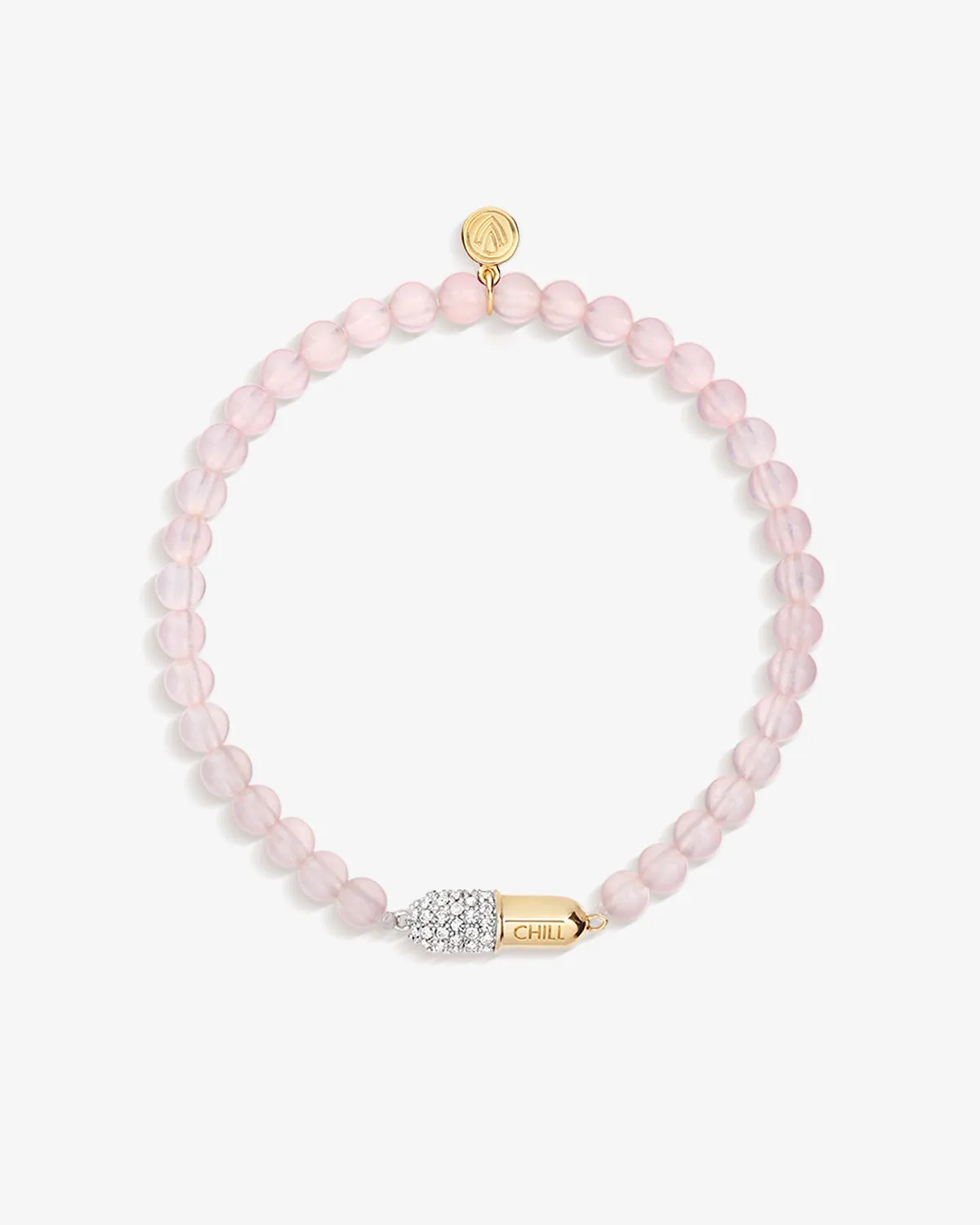 Chill Pill Pavé Bracelet in Rose Quartz sold by V Coterie