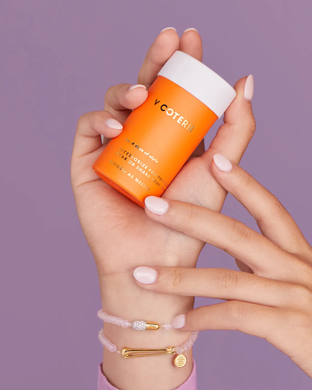 Chill Pill Pavé Bracelet in Rose Quartz sold by V Coterie product image thumbnail 4