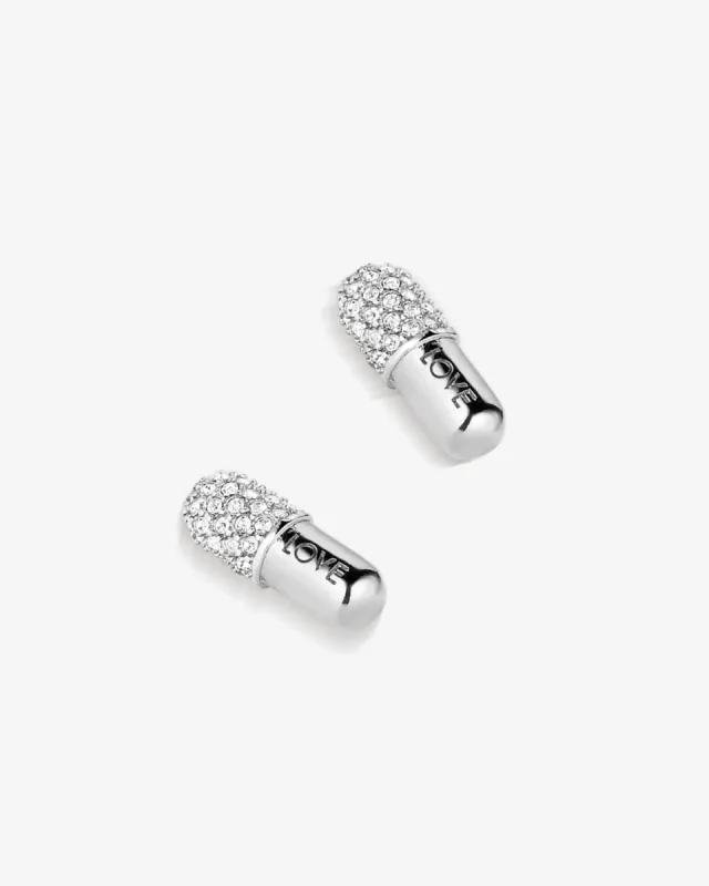 Love Pill Pavé Stud Earrings sold by V Coterie