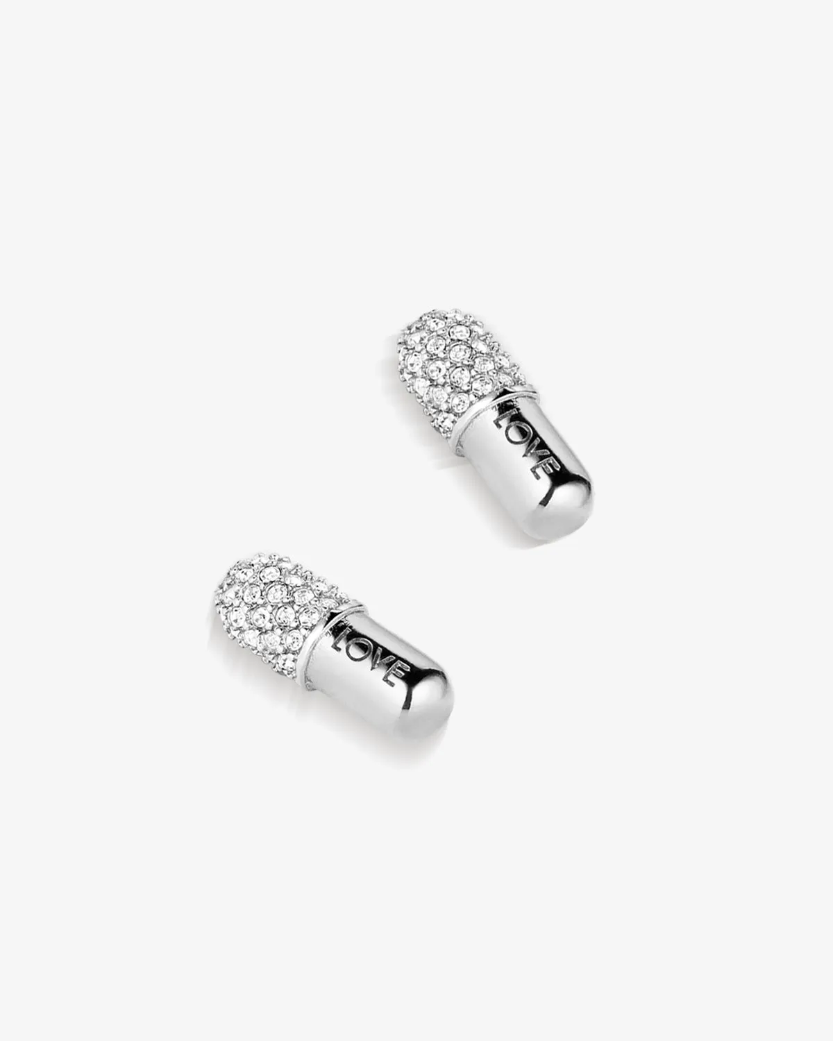 Love Pill Pavé Stud Earrings sold by V Coterie
