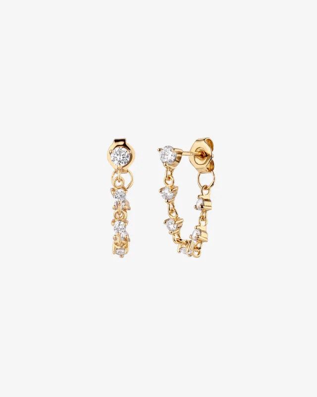 Crystal Drop Chain Earrings sold by V Coterie