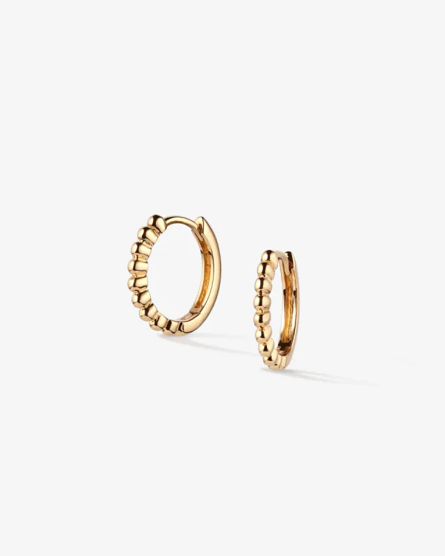 Beaded Ball Huggie Hoops sold by V Coterie