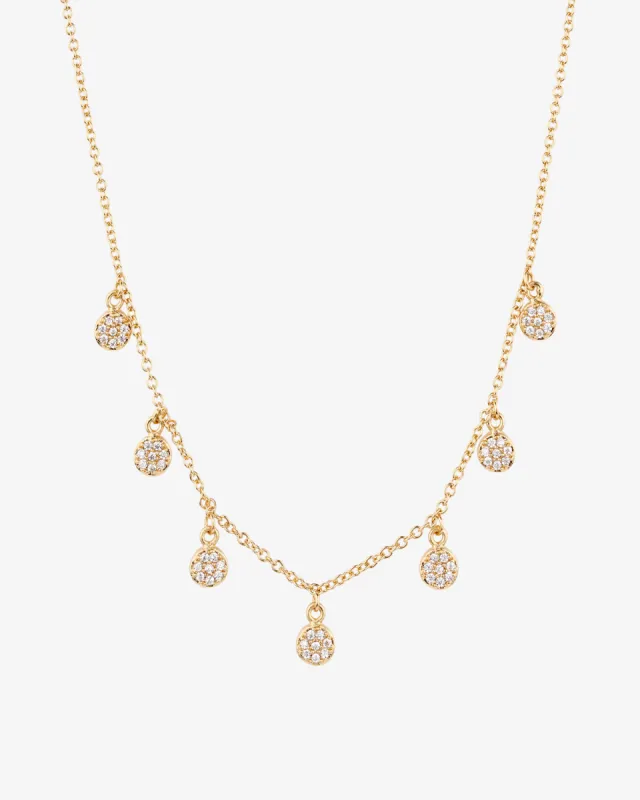 Multi Pavé Disc Drop Necklace sold by V Coterie