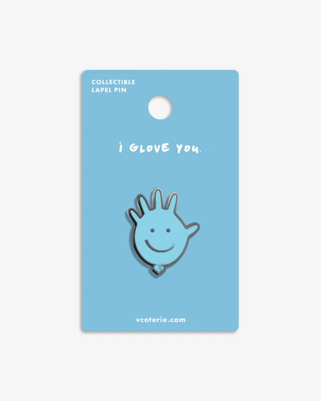 I Glove You (Doug the Glove) Greeting Lapel Pin sold by V Coterie