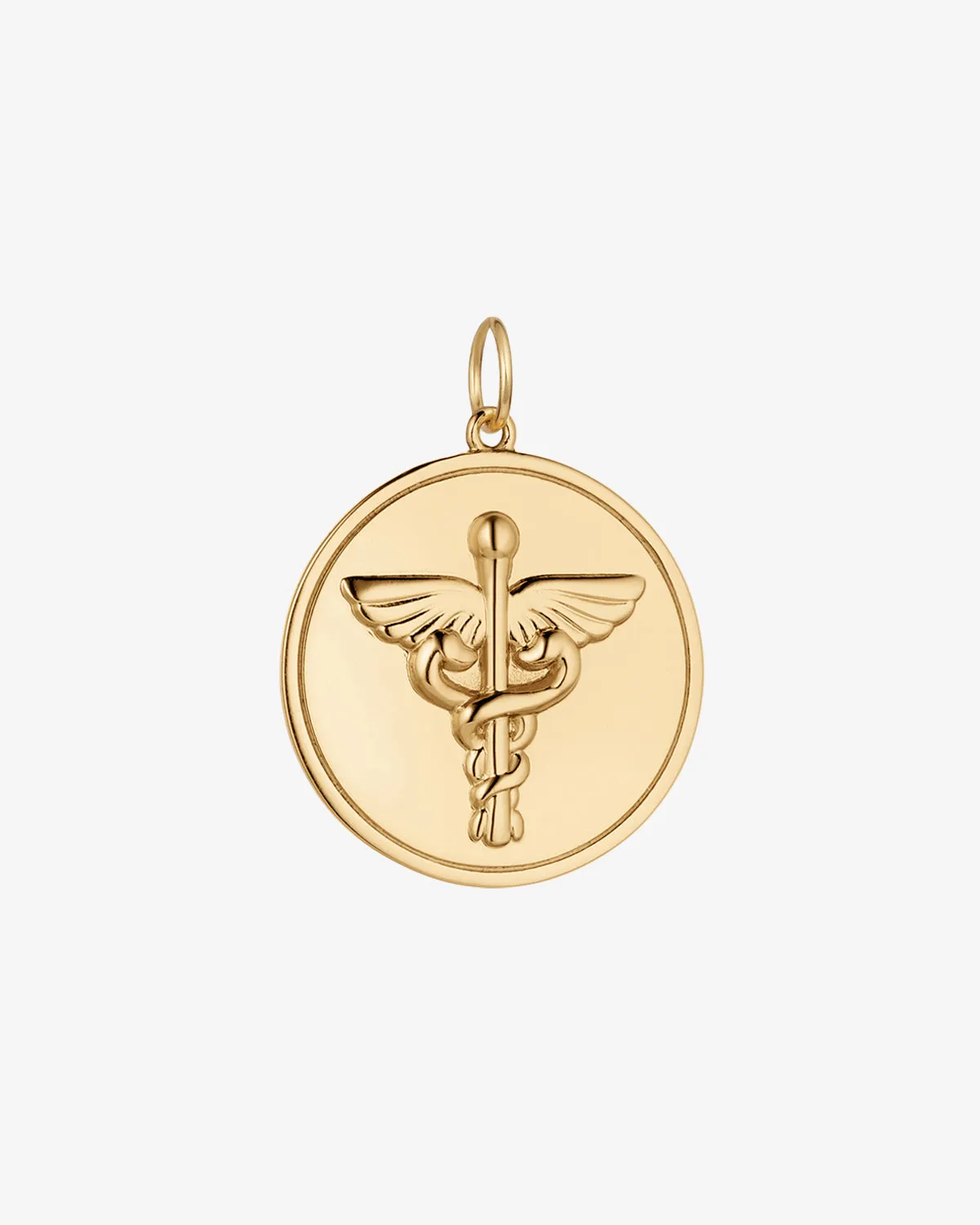 Modern Caduceus Medallion Charm sold by V Coterie
