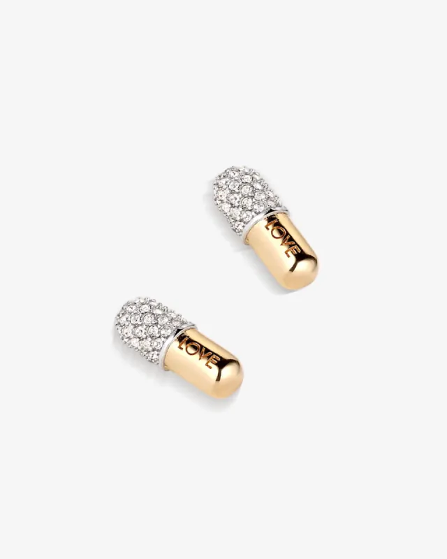 Love Pill Pavé Stud Earrings sold by V Coterie