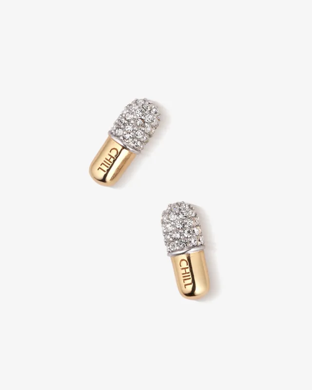 Chill Pill Pavé Stud Earrings sold by V Coterie