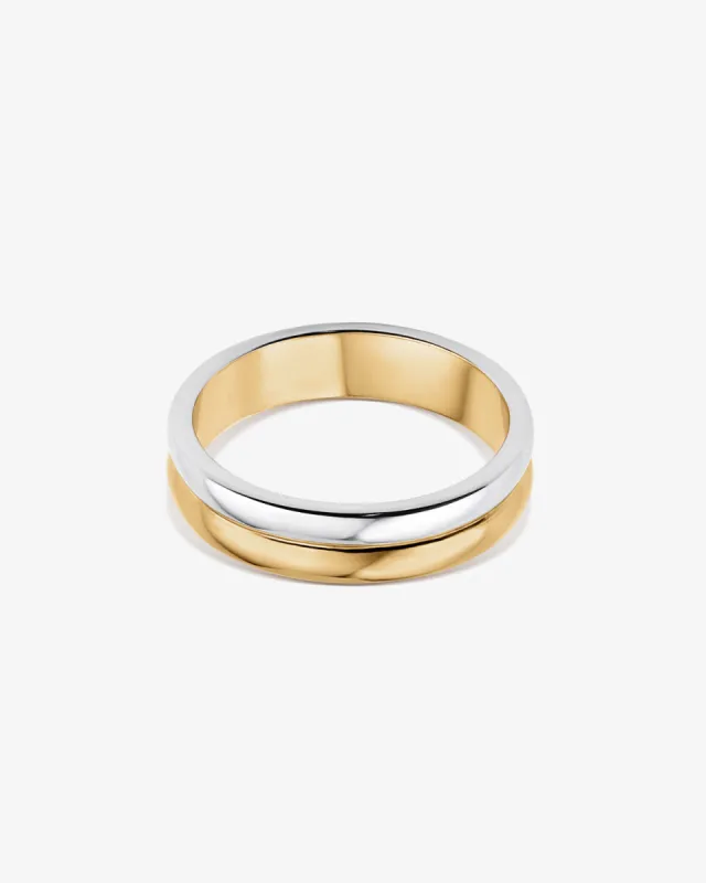 Mixed Metal Double Band Stacking Ring sold by V Coterie
