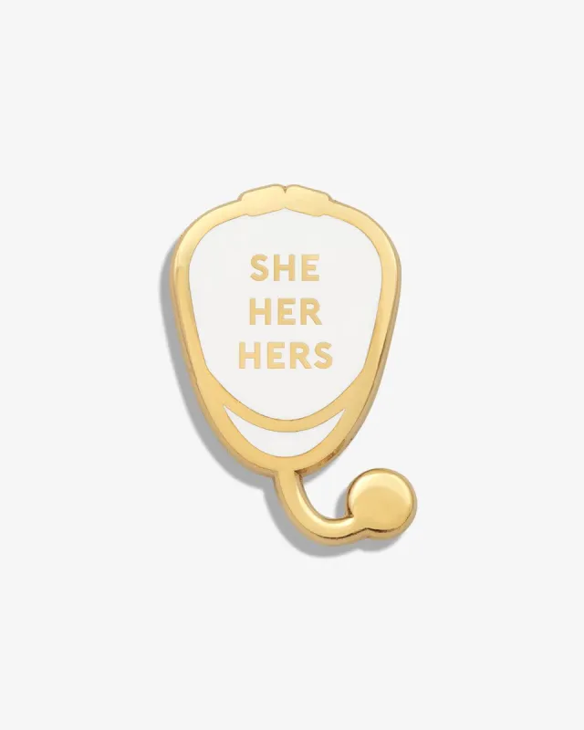 She Her Hers Stethoscope Lapel Pin sold by V Coterie