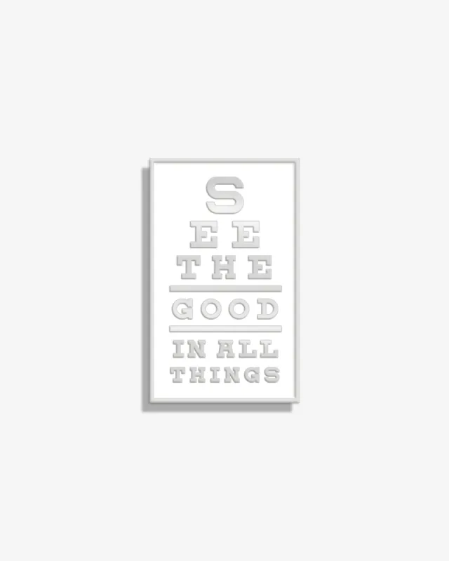 See The Good In All Things (Eye Chart) Lapel Pin sold by V Coterie
