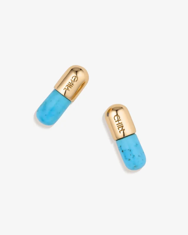 Chill Pill Stud Earrings in Turquoise sold by V Coterie