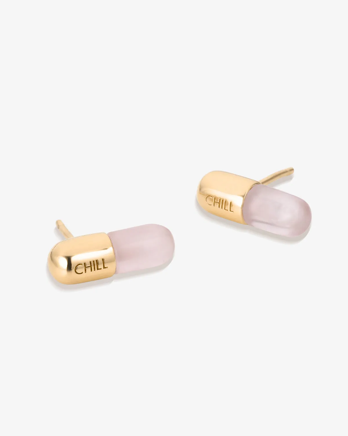Chill Pill Stud Earrings in Rose Quartz sold by V Coterie product image thumbnail 2