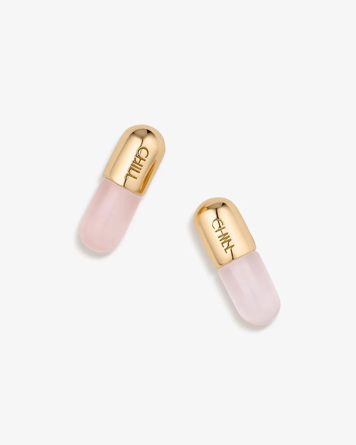 Chill Pill Stud Earrings in Rose Quartz sold by V Coterie