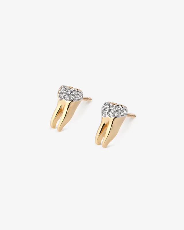 Tooth w/ Cavity Pavé Stud Earrings sold by V Coterie