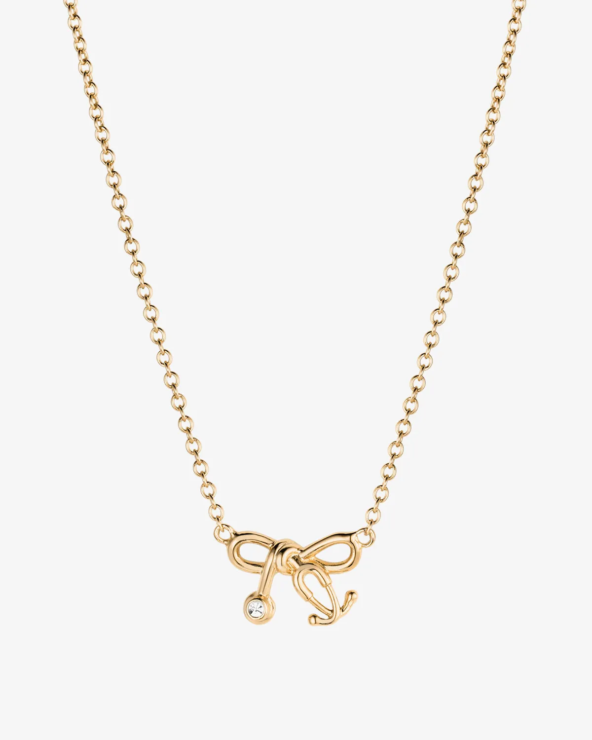 Tiny Stethoscope Bow Diamond Necklace sold by V Coterie