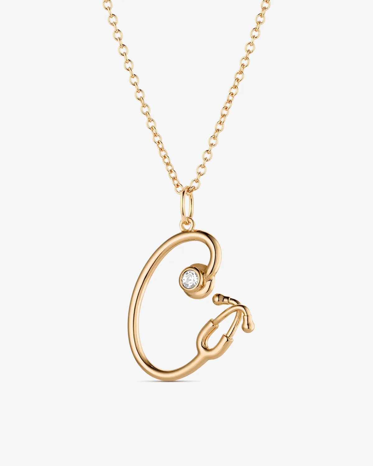 Stethoscope Initial Diamond Necklace sold by V Coterie product image thumbnail 3