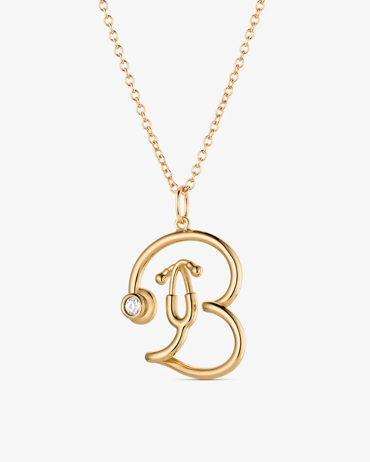 Stethoscope Initial Diamond Necklace sold by V Coterie product image thumbnail 2