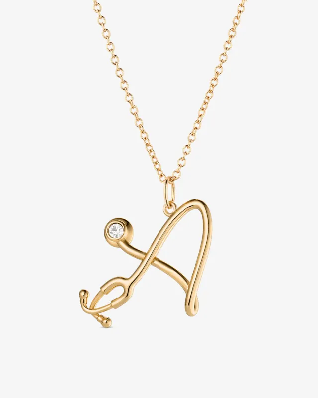 Stethoscope Letter Diamond Necklace sold by V Coterie