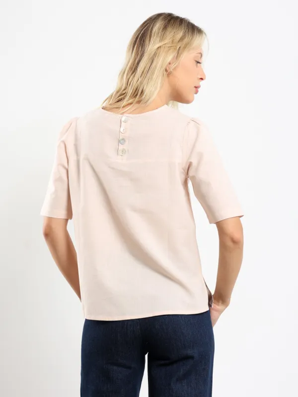 Short Sleeve Back Button Top sold by Nazeerah