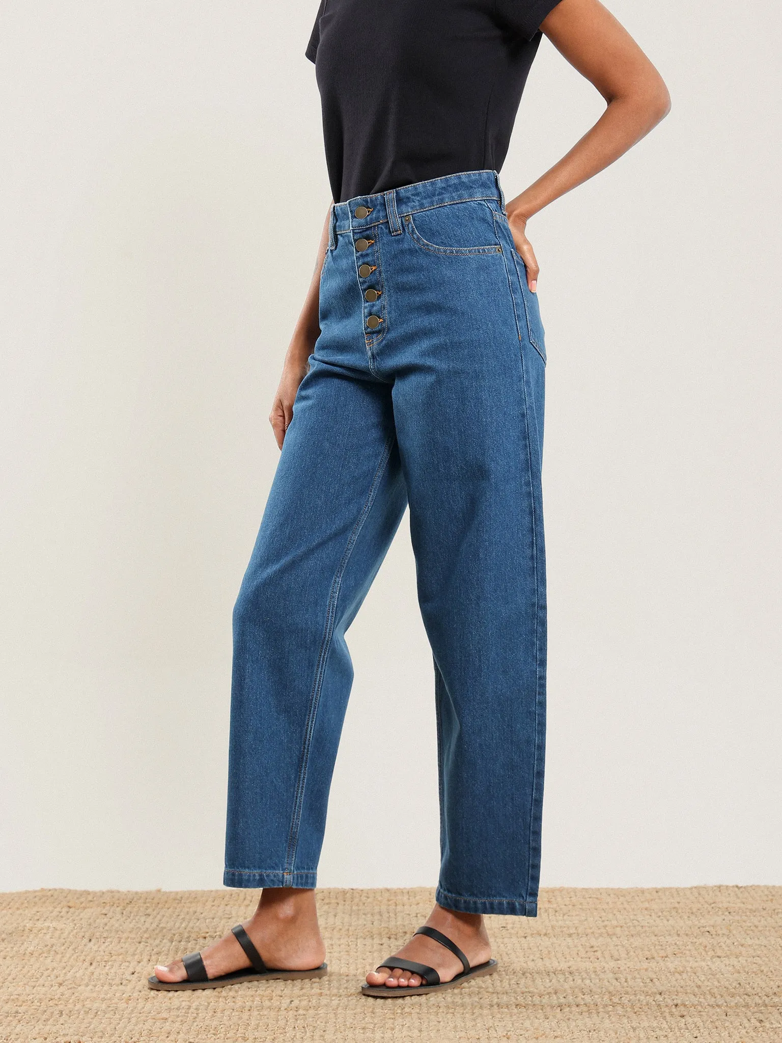 Curved Button Fly Jean sold by Nazeerah product image thumbnail 3