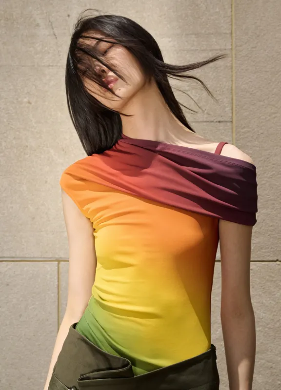 Off Shoulder Ombré Jersey Top sold by Monse