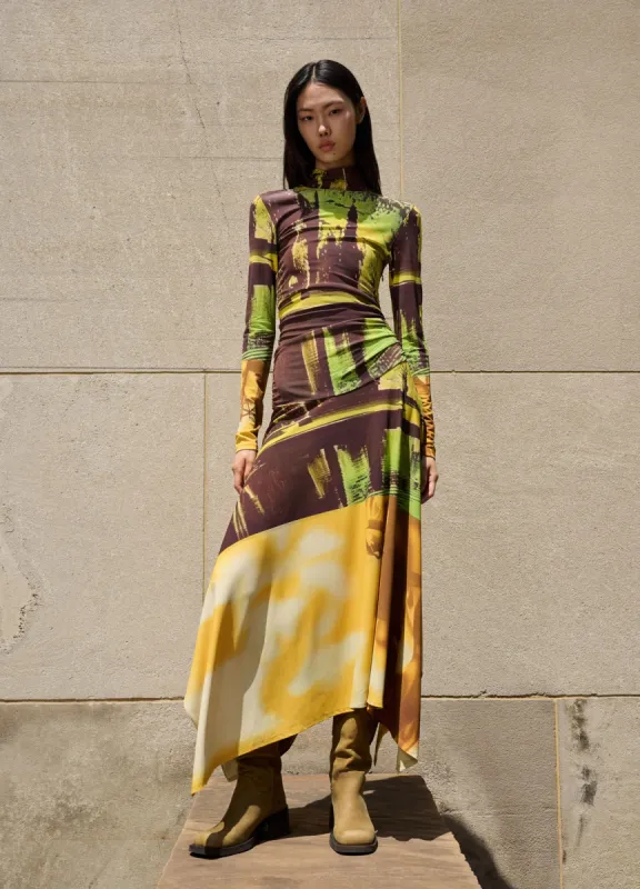 Printed Jersey Handkerchief Hem Midi Dress sold by Monse